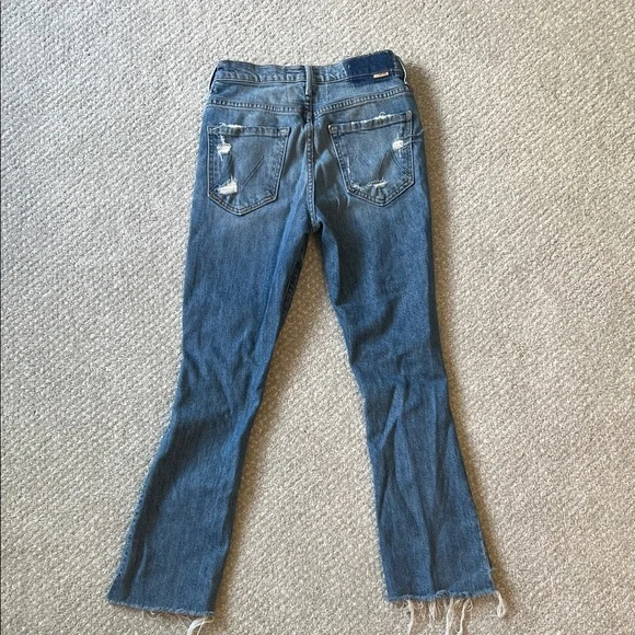 MOTHER Blue Distressed Ankle Length Jeans - Picture 2 of 8